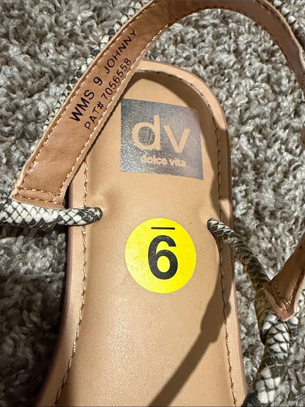 DV by Dolce Vita Tan Sandals with Snake-Print Straps and Gold Accents